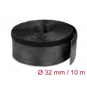 Braided Sleeving Hook-and-Loop 10 m x 32 mm Black 19059
