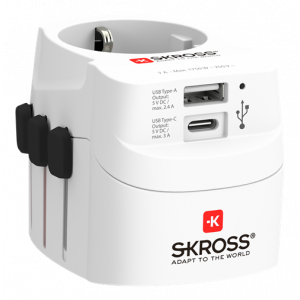 PRO Light USB (AC), 3-pole travel adapter, 1x USB-A, 1x USB-C 1.302462