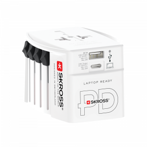 MUV USB (AC30 PD) Innovative 2-pole world travel adapter with integrated Dual USB Charger (1x USB C & 1 x USB) With the World Adapter MUV USB (AC30PD) from SKROSS® travellers from all over the world can charge a USB C device as well as a regular USB devi