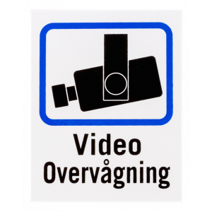 Dansk TV/Video övervakningsskylt i plast, 8x10cm, 2-pack 20-025