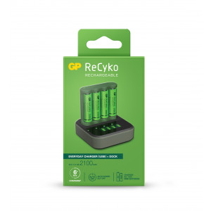 Batteriladdare + 4st 2100mAh AA + Dockning - GP