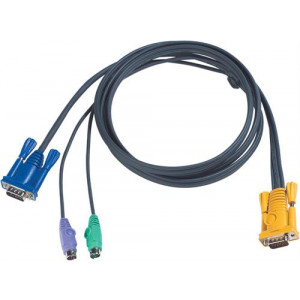 KVM-kablage, SPHD15 ha till 2xPS/2 ha & HD15 ha, 2m 2L-5202P
