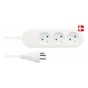 Danish power strip with 3 grounded sockets, PVC cable (3x1.5) 322169