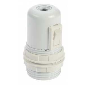 Lampsockel E27 med ringar+brytare, Vit 322819