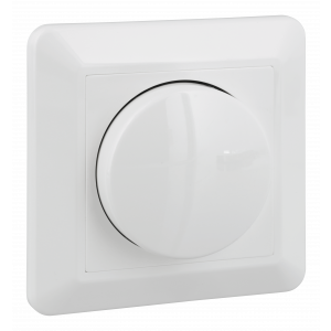 Reglerar glödljus, 230V halogenlampor och de flesta typer lågvolts halogen med elektronisk transformator. Miniminivån på dimmern kan skruvas upp så att lamporna ger synligt ljus. Transistordimmer med bakkantsstyrning. Softstart. Levereras komplett med kom