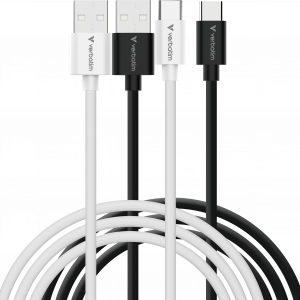 Essentials Sync & Charge USB-A to C 2 pack 1m Black & White 32393