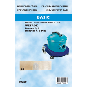 Dammsugarpåsar Hanestrom Wetrok Bantam 6. Monovac 6 40029