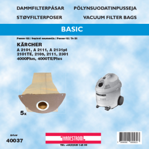 Dammsugarpåsar Hanestrom Kärcher 2101. 2101TE 40037