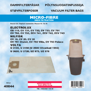 Dammsugarpåsar Hanestrom Electrolux cd påse 40044