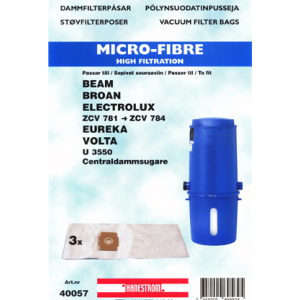 Dammsugarpåsar Electrolux ZCV781, ZCV782, ZCV783, ZCV784, ZCV785 Haneström DU12253 40057, 3-pack