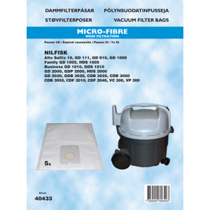 Dammsugarpåsar Hanestrom Nilfisk GD1000 5P 40433
