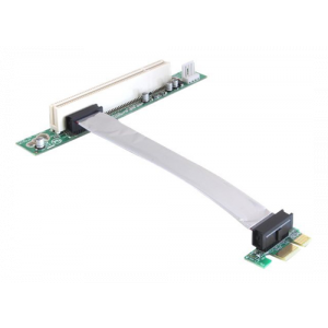 Riser Card PCI Express x1 > 1 x PCI with flexible cable 13 cm left insertion 41857