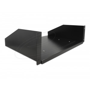 This pull-out plate by Delock can be mounted in a 19″ rack. The two ball-bearing slides on the bottom ensure optimum utilisation of the rack width and a smooth slide of the pull-out plate. 42630