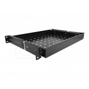 This pull-out drawer by Delock can be mounted in a 19″ rack. The two ball-bearing slides on the sides ensure a minimal height and a smooth slide of the drawer. 42631