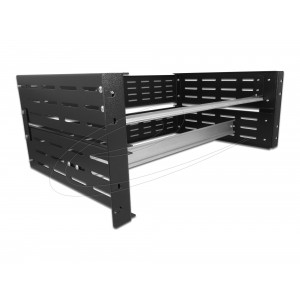 This DIN rail bracket by Delock can be mounted in a 19″ rack. The two included DIN rails 35 mm can be mounted vertically or horizontally. The lateral oblong holes also allow free mounting of the DIN rails to match the user's own requirements.Individual as