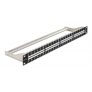 19 ″ Keystone Patchpanel 48 Port 1 U svart 43280