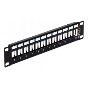 10″ Keystone Patch Panel 12 Port metal black 43326