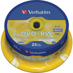DVD+RW, 1-4x, 4,7GB/120min, 25-pack spindel, SERL. 43489
