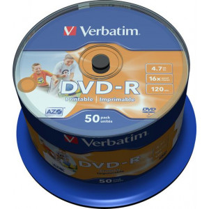 DVD-R, 16x, 4,7GB/120min, 50-pack spindel, AZO, printable. 43533