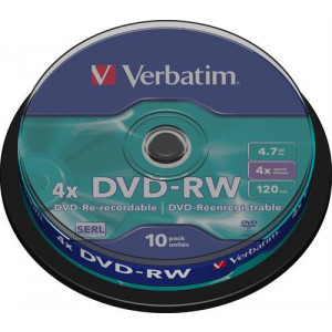 DVD-RW, 4x, 4,7GB/120min, 10-pack spindel, SERL. 43552