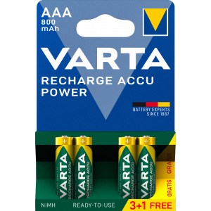 Recharge Charge Accu Power AAA 800mAh 4 Pack (3+1) 56703101494