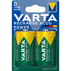 Recharge Charge Accu Power D 3000mAh 2 Pack 56720101402