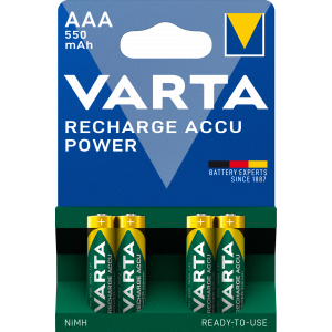 Recharge Charge Accu Power AAA 550mAh 4 Pack 56743101404