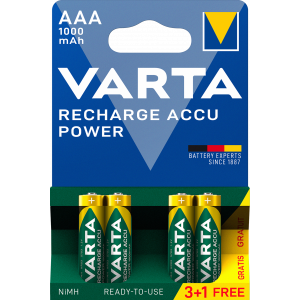 Recharge Charge Accu Power AAA 1000mAh 4 Pack (3+1) 5703301494