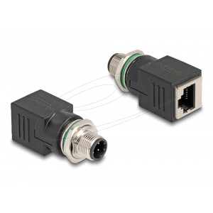 This industrial Ethernet adapter by Delock can be used to connect various components with M12 connectors, e.g. for machine control or automation.Due to its compact dimensions, the adapter is very well suited for installation in a switch cabinet. Devices w