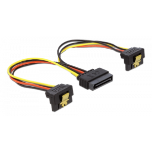 SATA-strömkabel 15pin> 2x SATA HDD - vinklad 60128