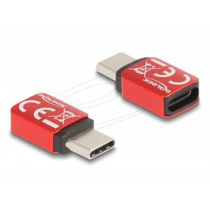 This adapter by Delock can be used to block the transfer of data from devices with USB Type-C™ connection. The data lines are not connected, so that the adapter can only be used for charging. This means that a PC cannot access the data of e.g. a connected