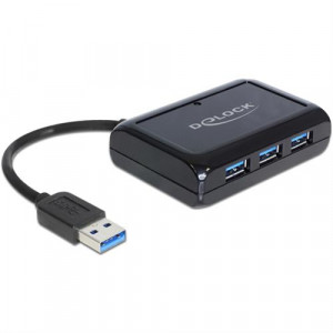 USB 3.0 Hub + Gigabit LAN, extern 3-port USB 3.0 hubb med Gigabit Ethernet-port, svart 62440