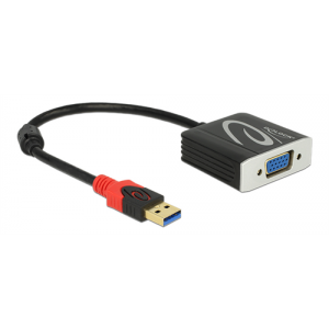 USB 3. 0 till VGA-adapter, 1920x1200, 1xUSB Typ A ha, 1xVGA ho, 0,2m, svart 62738
