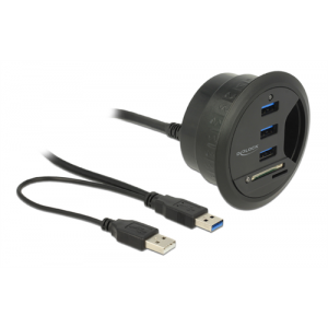 In-Desk Hub 3 Port USB 3.0 + 2 Slot SD Card Reader 62869