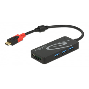 External USB 3.1 Gen 1 hub, USB-C ma, 3xUSB-A fe, black 62900