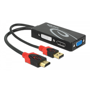 Adapter HDMI hane > DVI / VGA / DisplayPort hona 4K svart 62959