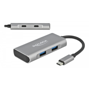 Extern USB 3. 2 Gen 2 USB Type-C™-hubb med 2 x USB Typ-A och 2 x USB Type-C™, grå 63260