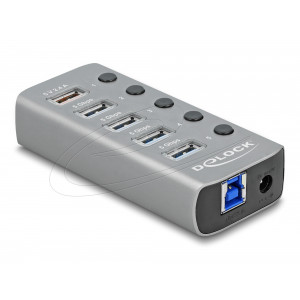 USB 5 Gbps Hub 4 Ports + 1 Fast Charge with Switch 63262