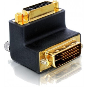 DVI-adapter, Dual Link DVI-D ha-ho, vinklad, guldpläterad, svart 65173
