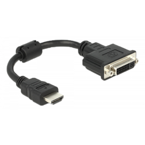 HDMI till DVI adapter, DVI-D Single Link(VGA ej ansluten), 30AWG, 0,2m, svart 65327