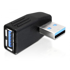 USB 3. 0 adapter, vinklad 270° horisontellt, 1xUSB Typ A ha, 1xUSB Typ A ho, svart 65342