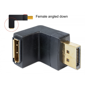 Adapter, DisplayPort hane till DisplayPort hona, vinklad, svart 65382