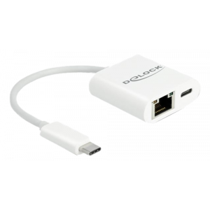 USB Type-C™ Adapter to Gigabit LAN 10/100/1000 Mbps with Power Delivery port white 65402