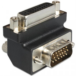DVI-adapter, DVI-A - VGA(HD15), 24+5-pin ho - 15-pin ha, vinklad, svart 65425
