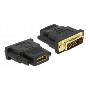 DVI till HDMI adapter, DVI 24+1 pin, HDMI 19-pin hona, guldplätterade kontakter, svart 65466