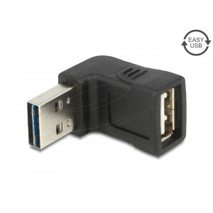 This adapter by Delock with EASY-USB male can be plugged into the USB-A female port in both directions. You can expand your existing USB-A plug with this adapter. Thus the male port can be used both-sided and make the plug in easily. Additional the USB fe