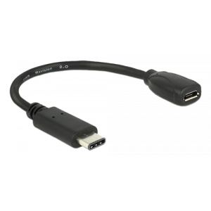 USB-C hane till Micro-B hona adapter, USB 2. 0, 56 kΩ resistor, 0,15m, svart 65578