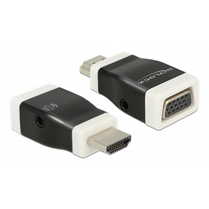 HDMI hane till VGA hona adapter, med ljud, 1920x1200 i 60Hz, CH7101 Chipset, svart 65586