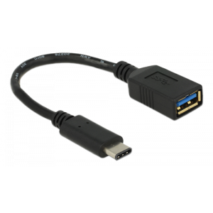65634 - USB Typ C hane till USB Typ A hona adapter, USB 3. 1 Gen 1, 0,15m, svart 65634