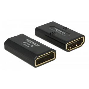HDMI-adapter, 19-pin ho-ho, guldpläterad, 3840x216, svart 65659